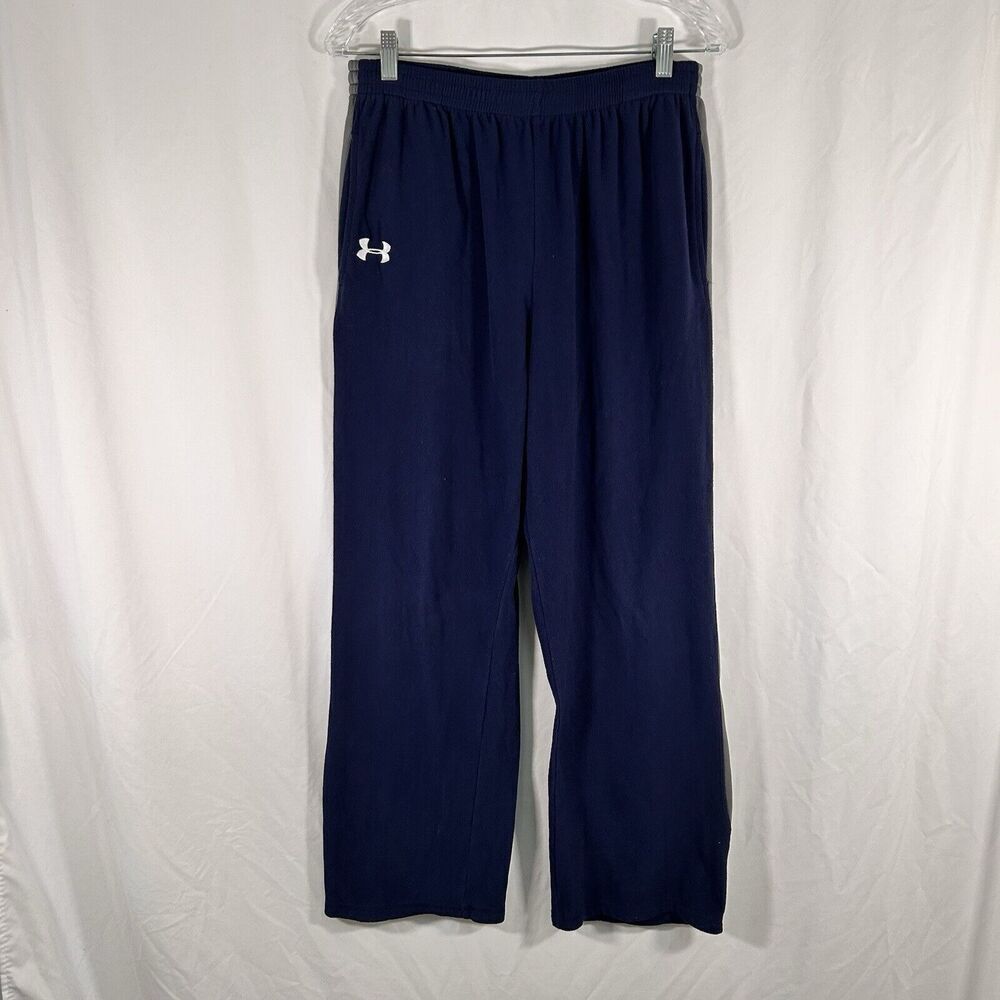 Under Armour Fleece Pants Men's Medium Solid Blue Pull On Drawstring Pockets